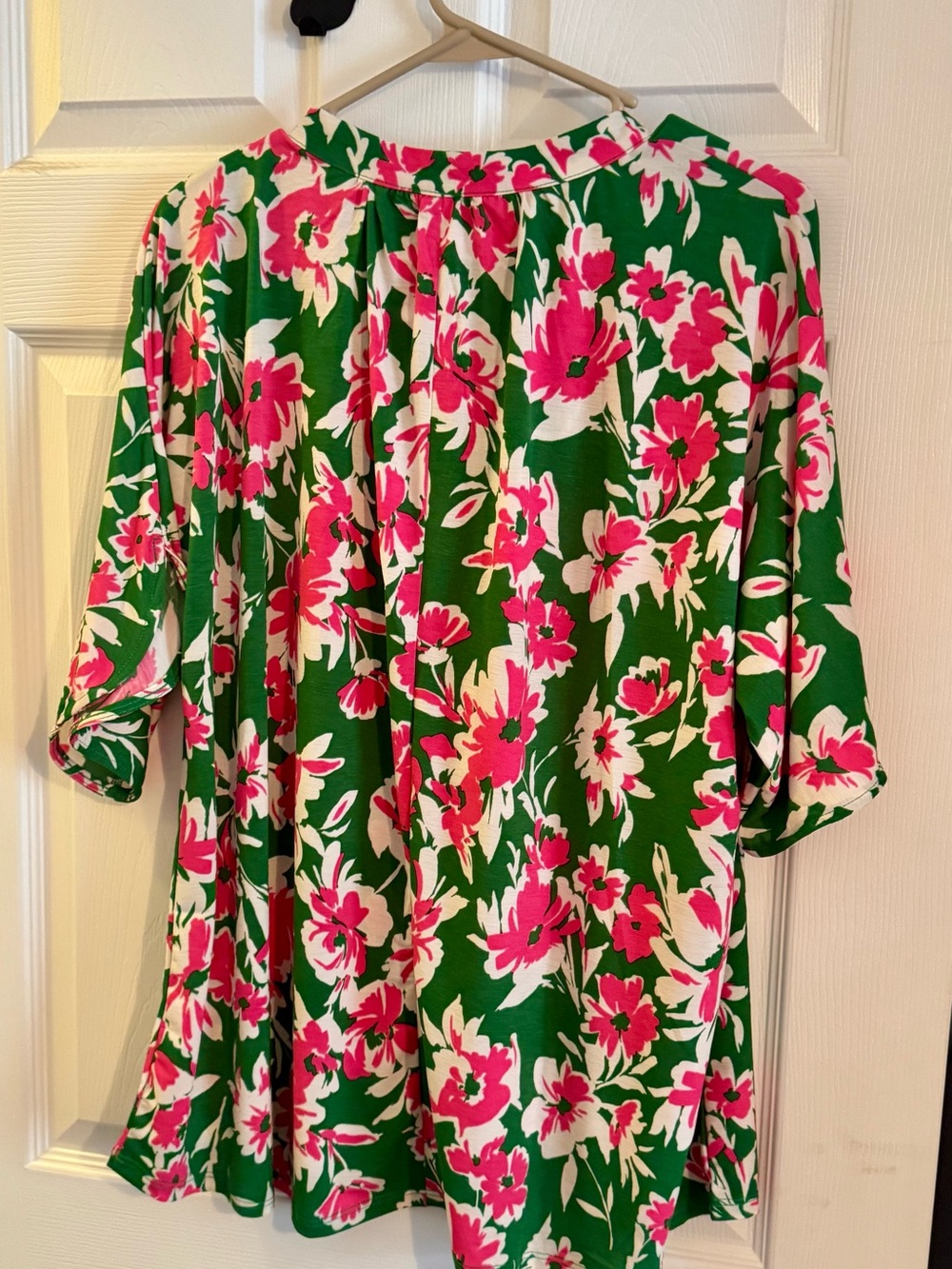 Dear Scarlett Green Floral Top with Pink & White Blossoms - Picture 4 of 5